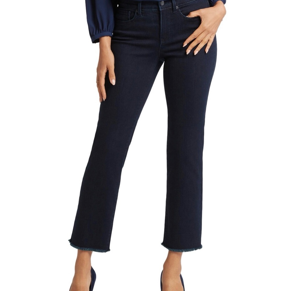 NYDJ Marilyn Frayed Hems Cropped Jeans, Midnight Falls, Sz. 10   NWT